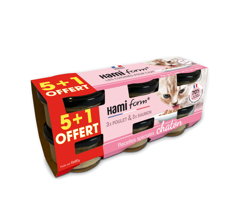 Visuel 1 du produit Aliment humide pour chaton 6 pots Hamiform recette n°34 - 6 x 80 g