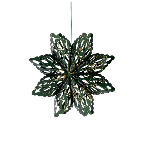 Visuel 1 du produit Suspension flocon coloris vert en papier - 15 x 15 cm