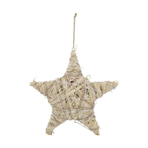 Visuel 1 du produit Suspension forme étoile en herbe blanchie grand modèle - 58 x 58 cm