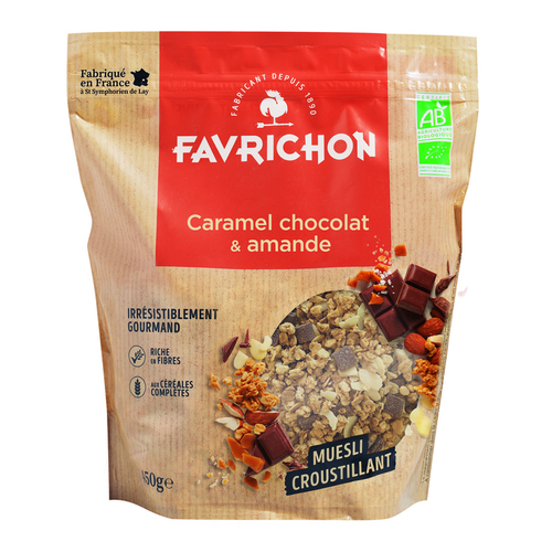 Visuel 1 du produit Muesli croustillant caramel chocolat amande Favrichon - 450 g