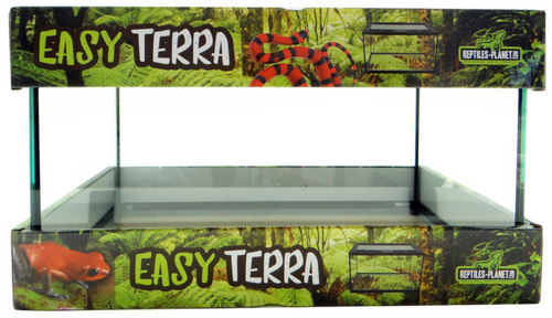 Visuel 1 du produit Terrarium étanche pour reptile, amphibien et insecte en verre coloris noir Reptile Planet Easy Terra - Taille M 40 x 26 x 23 cm monté
