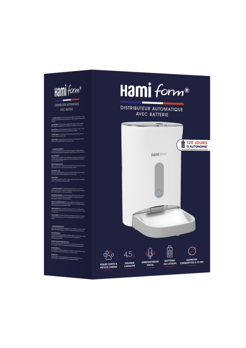 Visuel 1 du produit Distributeur automatique de croquettes pour chat et petit chien coloris blanc Hami form - 4,5 L