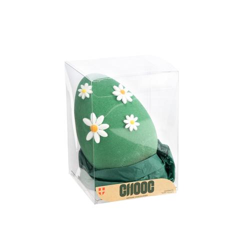 Visuel 1 du produit Œuf de printemps vert à fleurs au chocolat au lait garni Chooc - 160 g