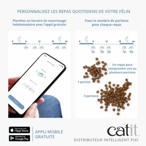 Visuel 3 du produit Distributeur de nourriture pour chat coloris blanc Pixi Smart Wifi Catit – 1,2 kg