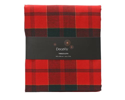 Visuel 1 du produit Nappe en coton à décor tartan vert et rouge - 240 x 140 cm
