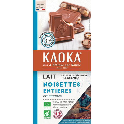 Visuel 1 du produit Chocolat au lait aux noisettes entières bio - 180 g