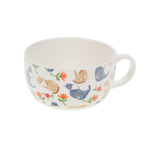 Visuel 1 du produit Tasse déjeuner à motif chat en céramique Loris - 17 x 13 x 7,5 cm