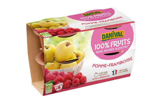 Visuel 1 du produit Dessert de fruits bio pomme framboise Danival - 400 g