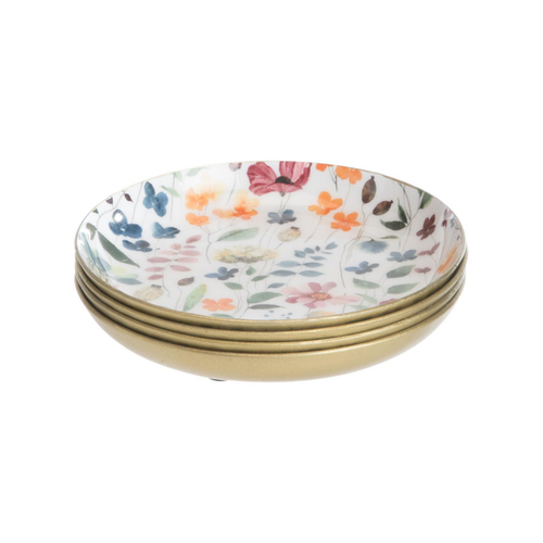 Visuel 2 du produit Sous-verres en métal blanc à fleurs multicolores x 4 - 10 x 3 cm