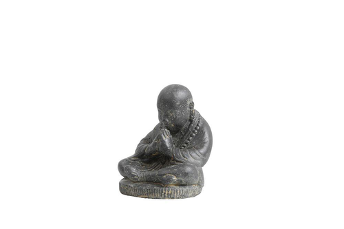 Visuel 1 du produit Décoration pour jardin aquatique coloris noir en pierre reconstituée figurine moine assis SEDA - 19 cm