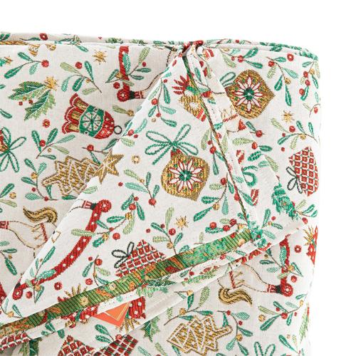 Visuel 2 du produit Nappe blanche en PE/coton motifs rouges et verts Guirlande - 150 x 150 cm