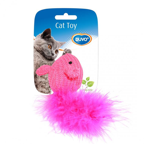 Visuel 1 du produit Jouet pour chat coloris rose souris en laine Duvoplus - 10 x 6 x 4 cm