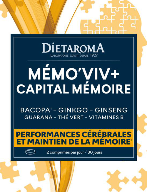 Visuel 1 du produit Complément alimentaire capital cérébral Memovive+ Dietaroma - 60 comprimés
