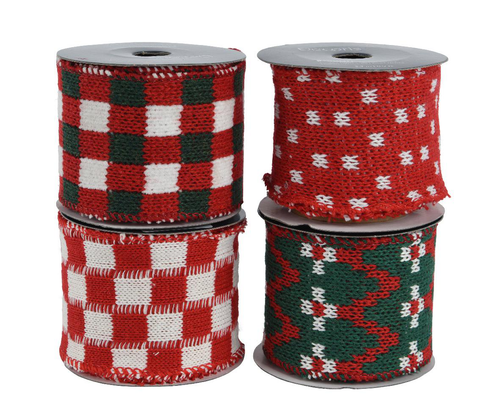 Visuel 1 du produit Ruban décoratif en polyester à motifs rouges - 200 x 6,3 cm