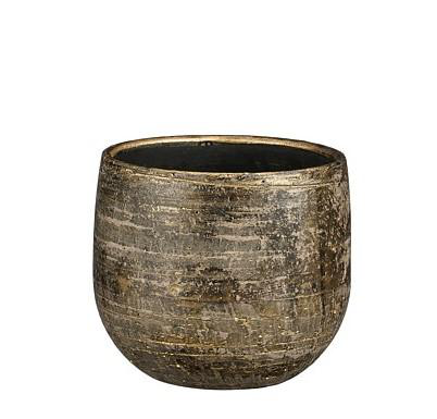 Visuel 1 du produit Cache-pot en céramique coloris bronze métallique Edelman Hollande Marcus – Ø 14 x H 12 cm