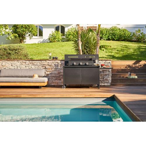 Visuel 9 du produit Table roulante crédence fermée en acier noir Forge Adour - 120 x 65,7 x 112,5 cm