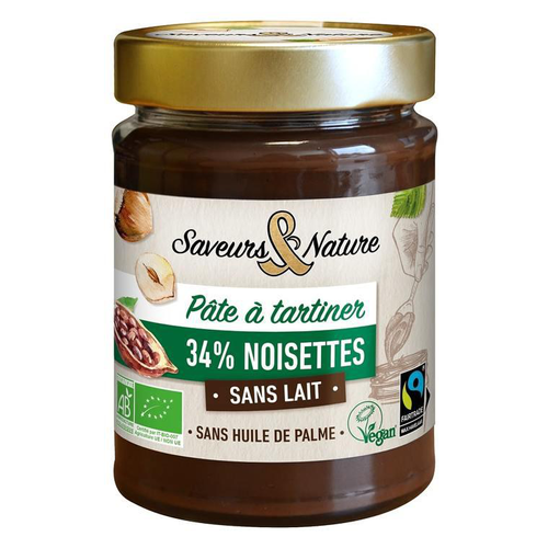 Visuel 1 du produit Pâte à tartine de noisettes sans lait Saveur et Nature - 280 g