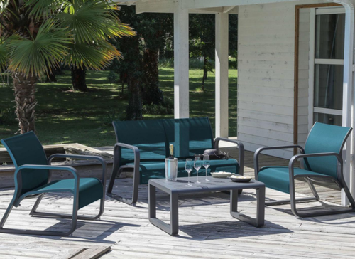 Visuel 2 du produit Canapé lounge aluminium graphite/bleu, PROLOISIRS quenza II