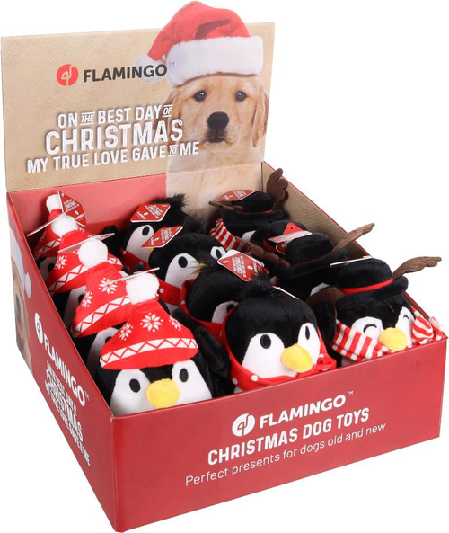 Visuel 8 du produit Jouet pour chien coloris multicolore peluche de Noël manchot Flamingo Figa - 13 cm