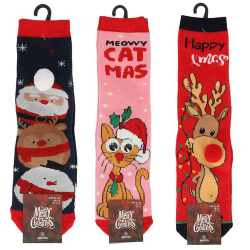 Visuel 1 du produit Chaussettes antidérapantes de Noël à motifs fantaisie colorés pour enfant