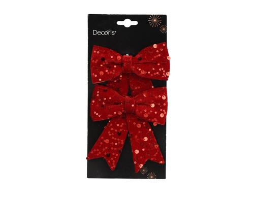 Visuel 1 du produit Nœud à paillettes en polyester bordeaux petit modèle - 12 cm