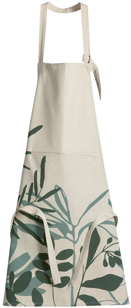 Visuel 1 du produit Tablier avec poche en coton motif végétal vert Majda - 72 x 85 cm
