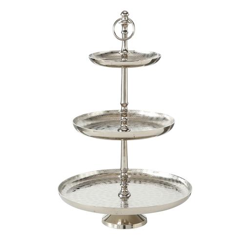 Visuel 1 du produit Serviteur à 3 plateaux en aluminium argent Detroit - Ø 31 x H 48 cm