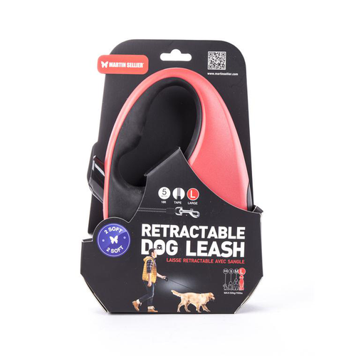 Visuel 1 du produit Laisse rétractable 2 Soft sangle coloris noir et rouge - L