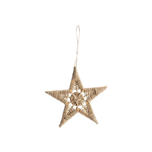 Visuel 1 du produit Décoration à suspendre étoile en jute naturel - Ø 10 cm