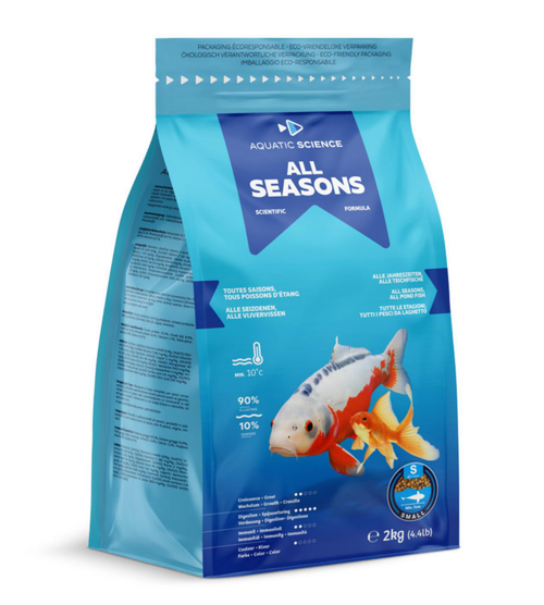 Visuel 1 du produit Nourriture annuelle pour poisson d'étang de minimum 7 cm de long Aquatic Science All Seasons - Taille S sac de 2 kg