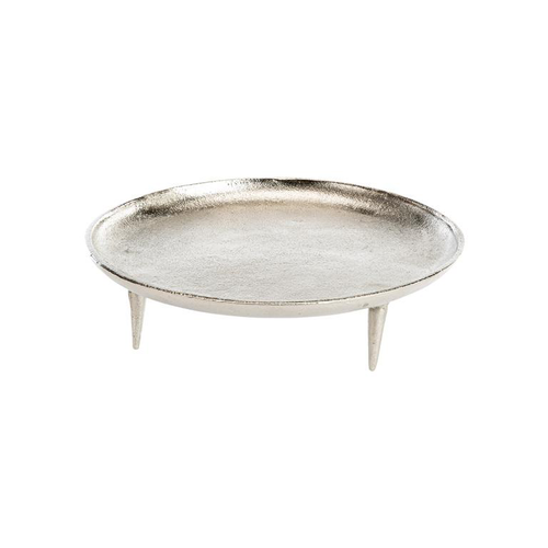 Visuel 1 du produit Plateau rond sur pied en aluminium argent - Ø 34,5 x H 10 cm