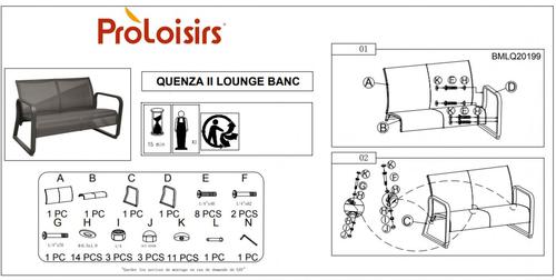 Visuel 3 du produit Canapé lounge en aluminium QUENZA II, graphite/gris - PROLOISIRS