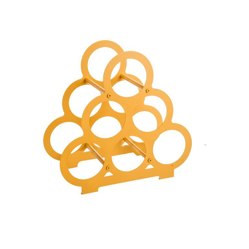 Visuel 2 du produit Porte-6 bouteilles forme pyramide en métal jaune - 38 x 18 x 37 cm