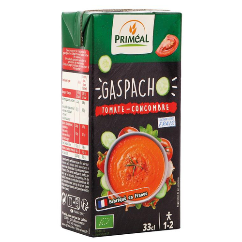 Visuel 1 du produit Gaspacho tomate concombre bio en briquette de 33 cl