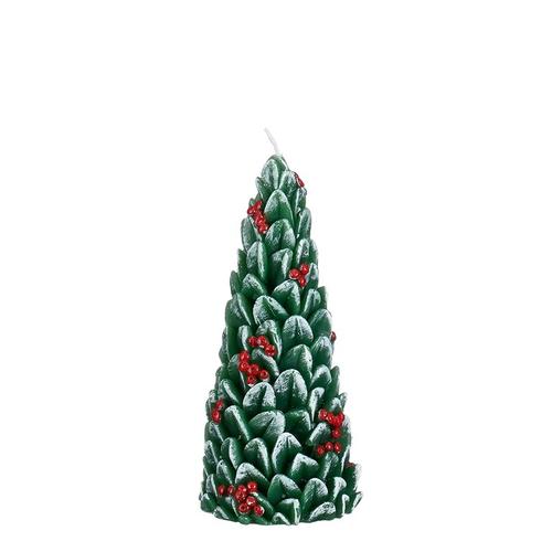 Visuel 1 du produit Bougie forme sapin de Noël en paraffine verte - Ø 6 x H 15 cm
