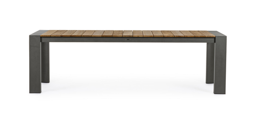 Visuel 8 du produit Table avec allonges Capucine coloris bois en aluminium et teck - 253/319/384 x 110 cm