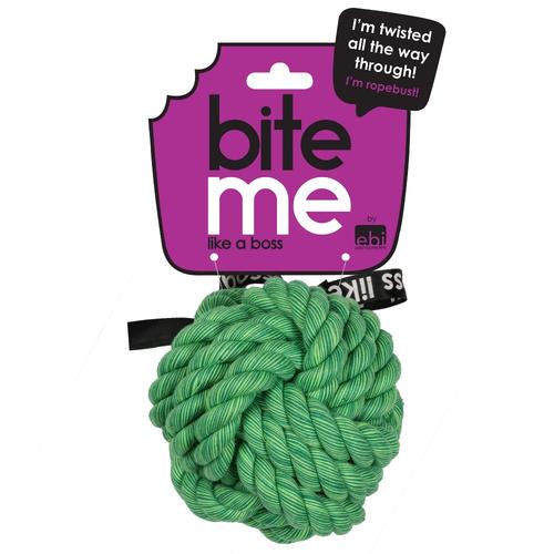 Visuel 2 du produit Jouet pour chien en corde tressé coloris vert balle Bite Me Ballin - 10 x 10 x 10 cm