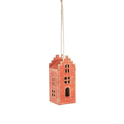 Visuel 1 du produit Suspension maison haute en métal bordeaux - 4,3 x 4,3 x 10 cm