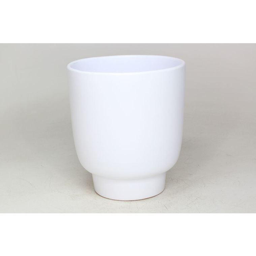 Visuel 1 du produit Cache-pot en céramique blanc mat Haut Calm - Ø 13/12 x H 15 cm