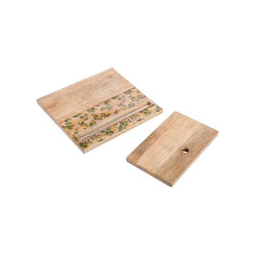 Visuel 3 du produit Lutrin en bois de manguier naturel avec décor citron émaillé – 33 x 25 x 16 cm