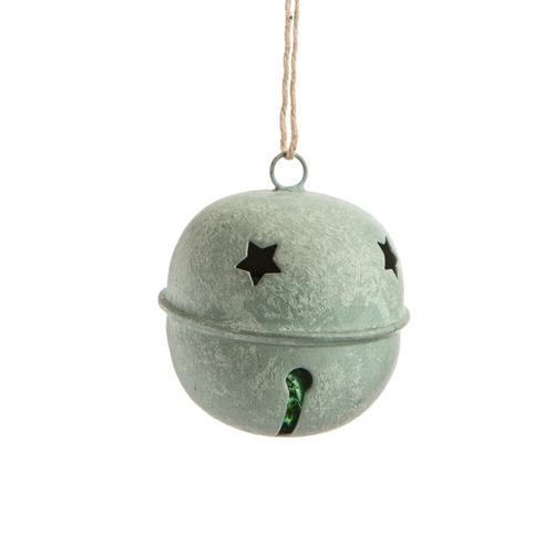 Visuel 1 du produit Suspension grelot ajouré étoile en métal vert d’eau - 6 x 6 x 6,5 cm