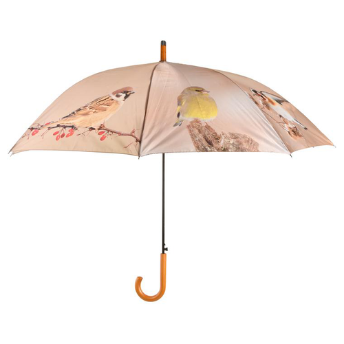 Visuel 1 du produit Parapluie en polyester et acier motifs oiseaux d'automne - Ø 120 x H 95 cm