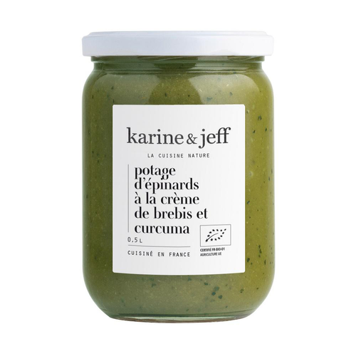 Visuel 1 du produit Potage d’épinards à la crème de brebis Bio Karine & Jeff - pot de 50 cl