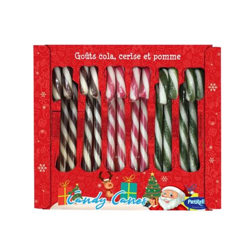 Visuel 1 du produit Boîte de 12 sucres d’orge forme cannes aux 3 parfums Patrelle Candy canes - 180 g