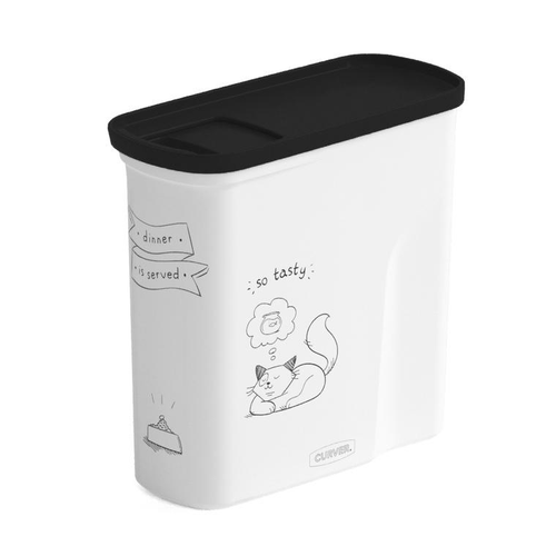 Visuel 1 du produit Verseuse à croquettes en plastique blanc à motif chat noir Pet Dinner cat 1 kg - 2 L