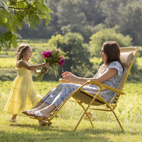 Visuel 6 du produit Chaise longue pliante Relax R CLIP colorblock Lafuma Batyline® coloris jaune en métal - 68 x 88 x 115 cm