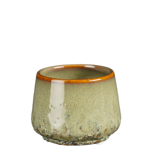 Visuel 1 du produit Mylo pot rond coloris vert en céramique - Ø 8,5 x 7 cm