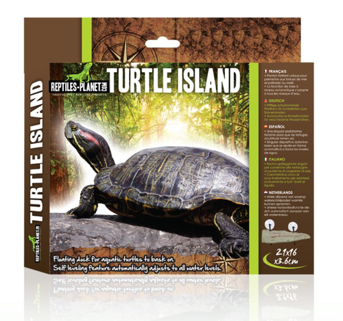 Visuel 1 du produit Île flottante pour tortue aquatique avec ascenseur coloris marron Reptile Planet Turtle Island - Taille M - 21 x 16 x 3,6 cm