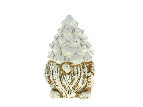 Visuel 1 du produit Gnome décoratif à poser en céramique avec chapeau sapin blanc - Ø 10 x H 15,5 cm