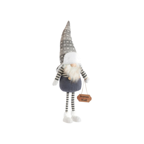 Visuel 1 du produit Gnome gris et blanc debout avec pancarte grand modèle - 79 cm